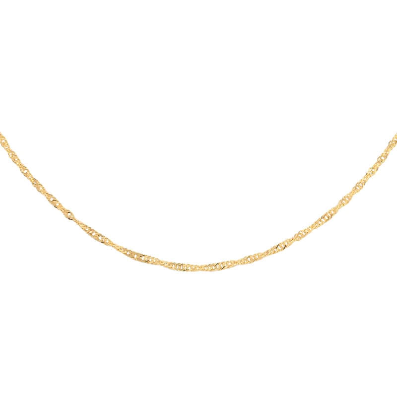 Italian 14K Yellow Gold Over Sterling Silver 0.4mm Singapore Necklace 24 Inches 2 Grams