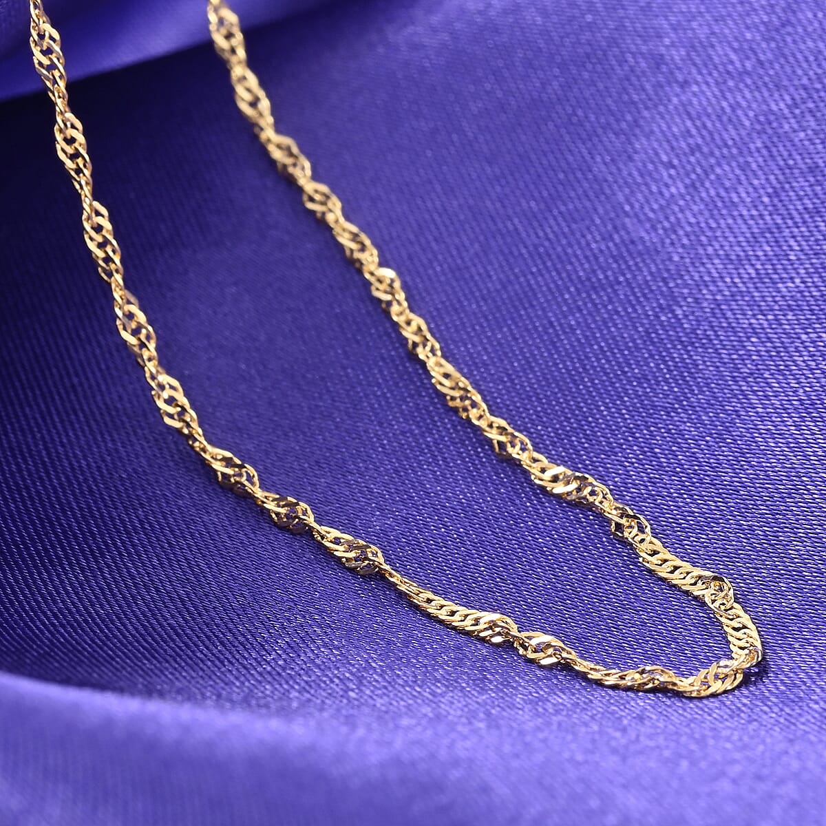 Italian 14K Yellow Gold Over Sterling Silver 0.4mm Singapore Necklace 24 Inches 2 Grams image number 1