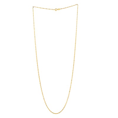 Italian 14K Yellow Gold Over Sterling Silver 0.4mm Singapore Necklace 24 Inches 2 Grams