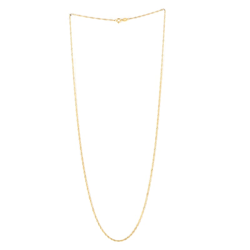 Italian 14K Yellow Gold Over Sterling Silver 0.4mm Singapore Necklace 24 Inches 2 Grams