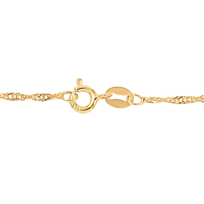 Italian 14K Yellow Gold Over Sterling Silver 0.4mm Singapore Necklace 24 Inches 2 Grams