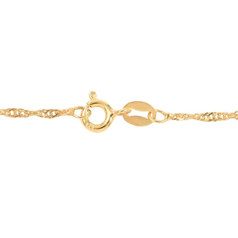 Italian 14K Yellow Gold Over Sterling Silver 0.4mm Singapore Necklace 24 Inches 2 Grams