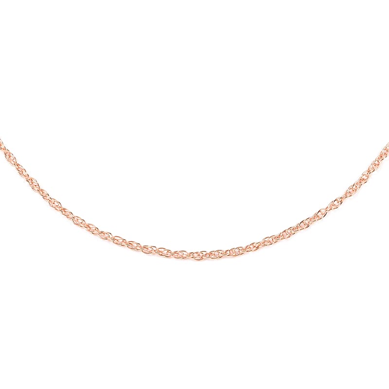 Italian 14K Rose Gold Over Sterling Silver 0.55mm Rope Necklace 24 Inches 3.1 Grams