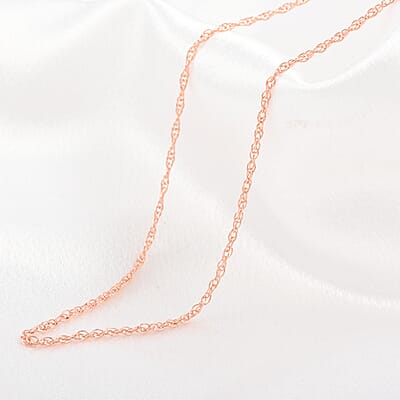 Italian 14K Rose Gold Over Sterling Silver 0.55mm Rope Necklace 24 Inches 3.1 Grams
