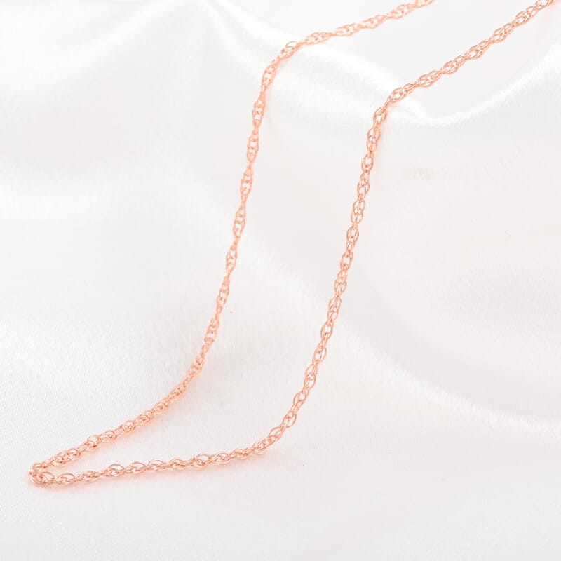 Italian 14K Rose Gold Over Sterling Silver 0.55mm Rope Necklace 24 Inches 3.1 Grams