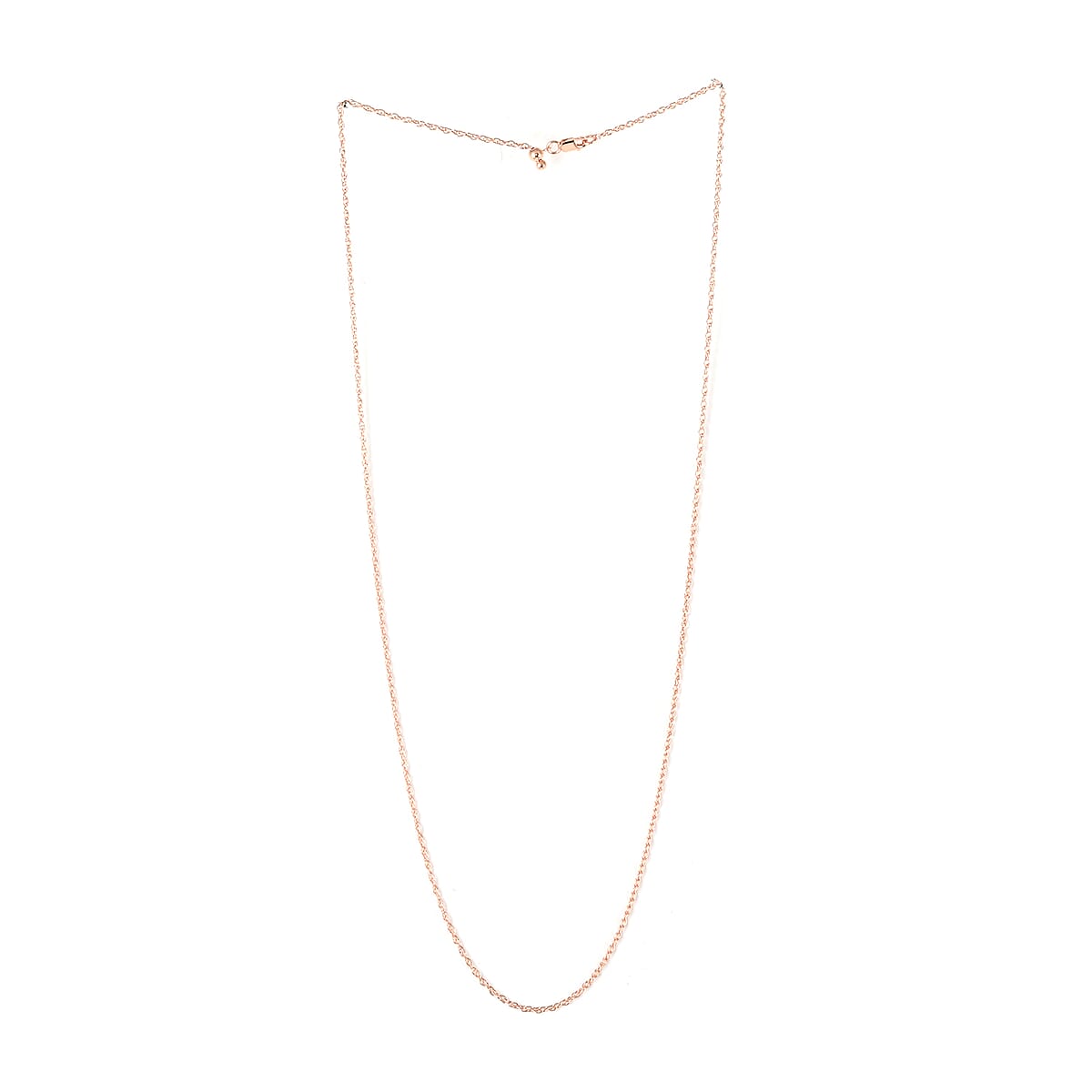 Italian 14K Rose Gold Over Sterling Silver 0.55mm Rope Necklace 24 Inches 3.1 Grams image number 2