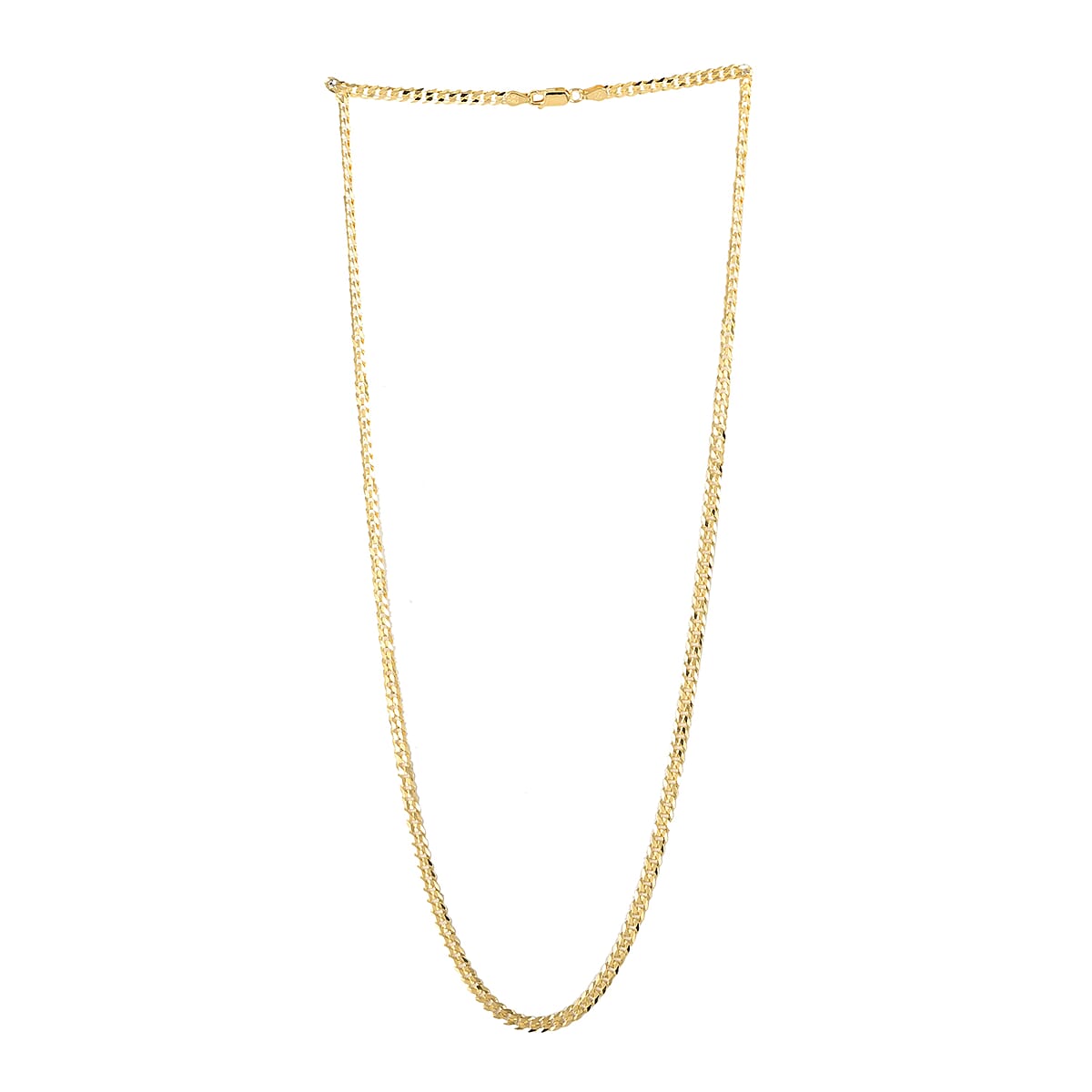 Italian 14K Yellow Gold Over Sterling Silver 4mm Flat Curb Necklace 24 Inches 13.40 Grams image number 2