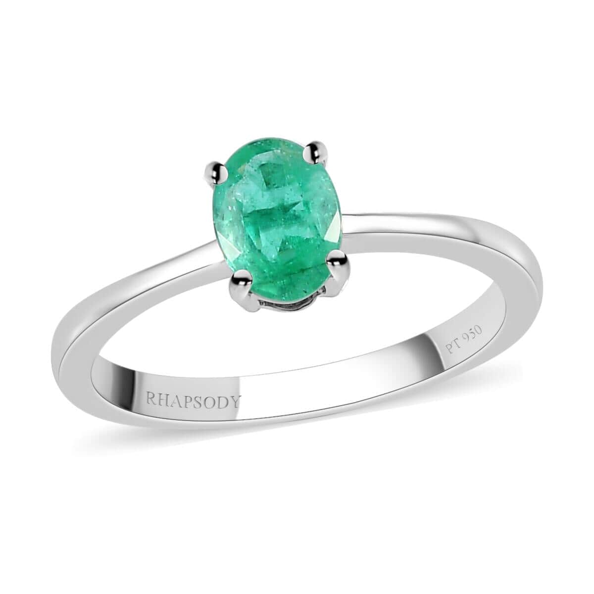 RHAPSODY 950 Platinum AAAA Ethiopian Emerald Solitaire Ring (Size 7.0) 3.90 Grams 0.75 ctw image number 0