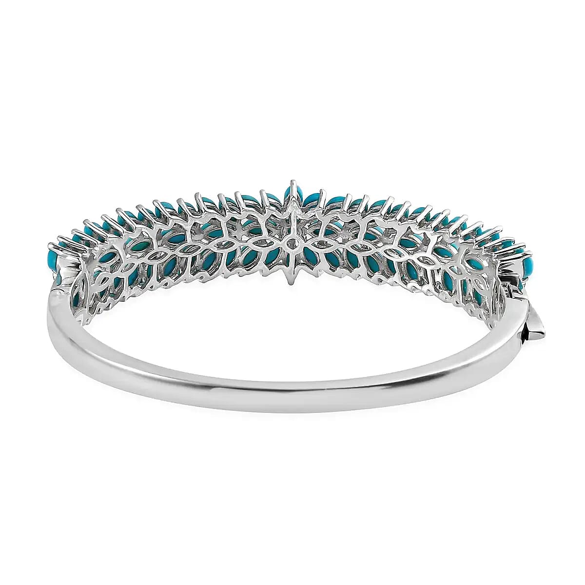 Doorbuster American Natural Sleeping Beauty Turquoise Bangle Bracelet in Platinum Over Sterling Silver (6.50 In) 21 Grams 9.15 ctw