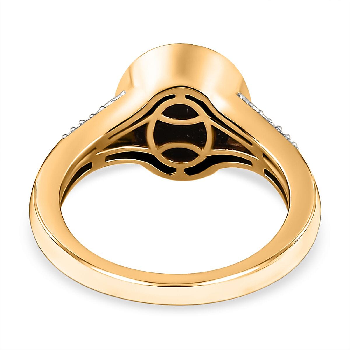 Ammolite and White Zircon 3.07 ctw Ring in 18K Vermeil Yellow Gold Over Sterling Silver (Size 8.0)