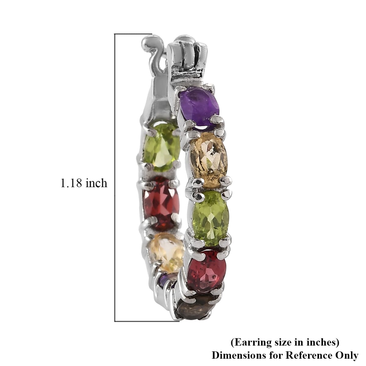 Multi Gemstone Inside Out Hoop Earrings in Stainless Steel 8.30 ctw image number 4