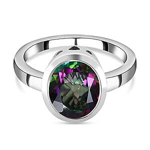 Java Blue Mystic Topaz 3.94 ctw Ring in Platinum Over Sterling Silver (Size 8)