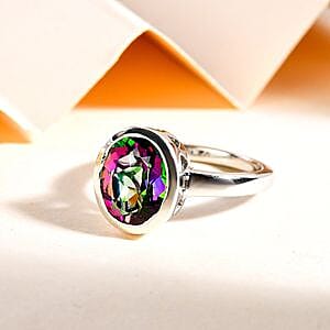Java Blue Mystic Topaz 3.94 ctw Ring in Platinum Over Sterling Silver (Size 8)