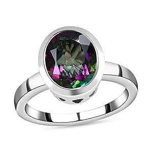 Java Blue Mystic Topaz 3.94 ctw Ring in Platinum Over Sterling Silver (Size 8)