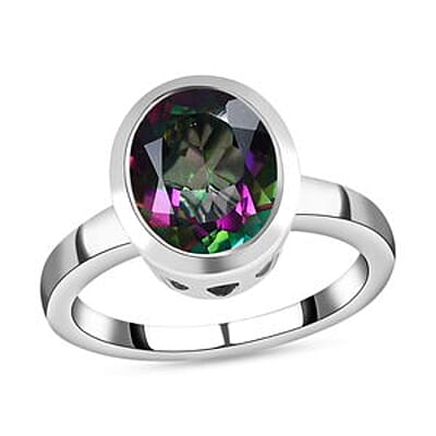 Java Blue Mystic Topaz 3.94 ctw Ring in Platinum Over Sterling Silver (Size 8)