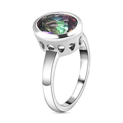 Java Blue Mystic Topaz 3.94 ctw Ring in Platinum Over Sterling Silver (Size 8)