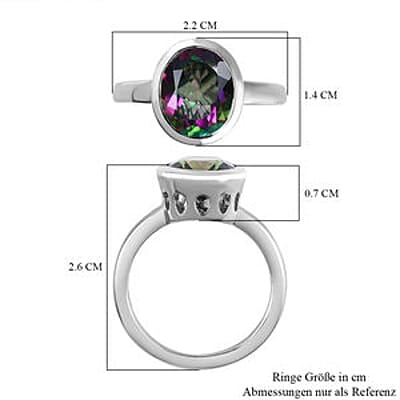 Java Blue Mystic Topaz 3.94 ctw Ring in Platinum Over Sterling Silver (Size 8)