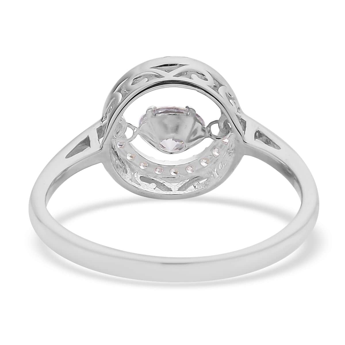Simulated Diamond Sparkling Dancing Round Ring in Rhodium Over Sterling Silver (Size 10.0) 1.05 ctw image number 4