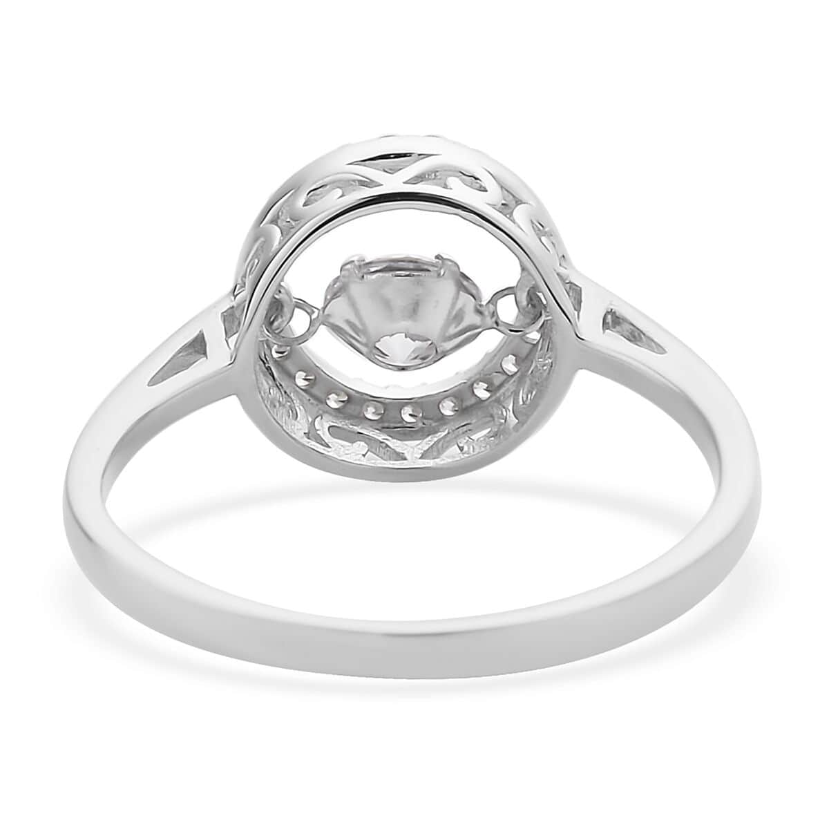 Simulated Diamond Sparkling Dancing Round Ring in Rhodium Over Sterling Silver (Size 5.0) 1.05 ctw image number 4