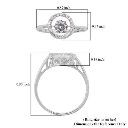 Simulated Diamond Sparkling Dancing Round Ring in Rhodium Over Sterling Silver (Size 5.0) 1.05 ctw image number 5