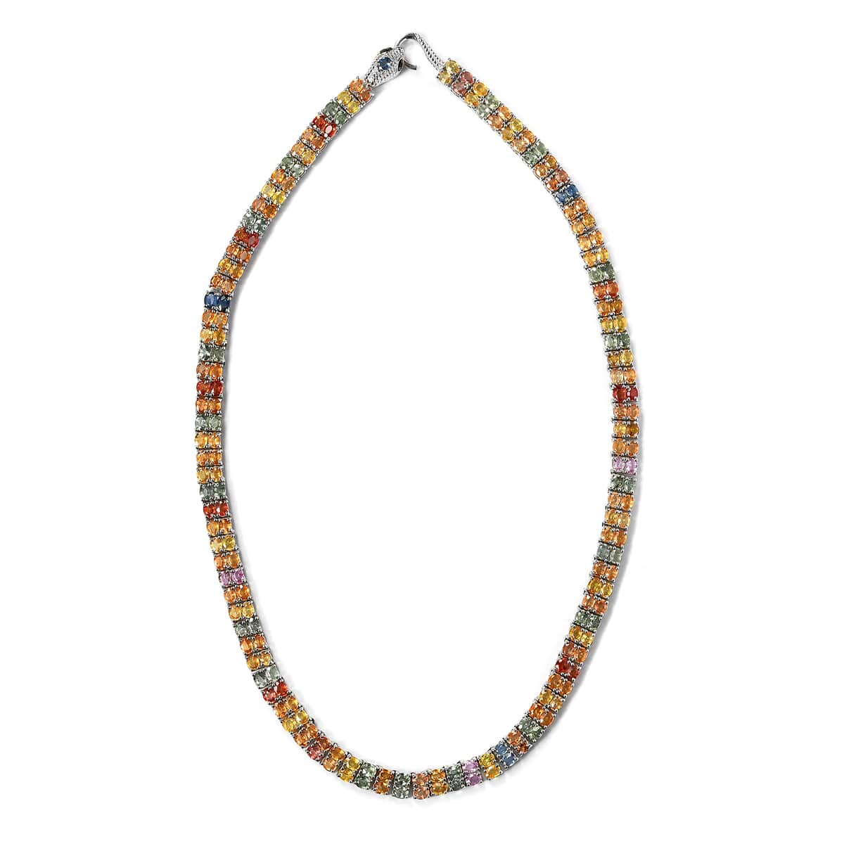Multi Sapphire and Natural Thai Black Spinel Necklace 18 Inches in Vermeil Yellow Gold Over Sterling Silver 30.15 Grams 45.65 ctw image number 3