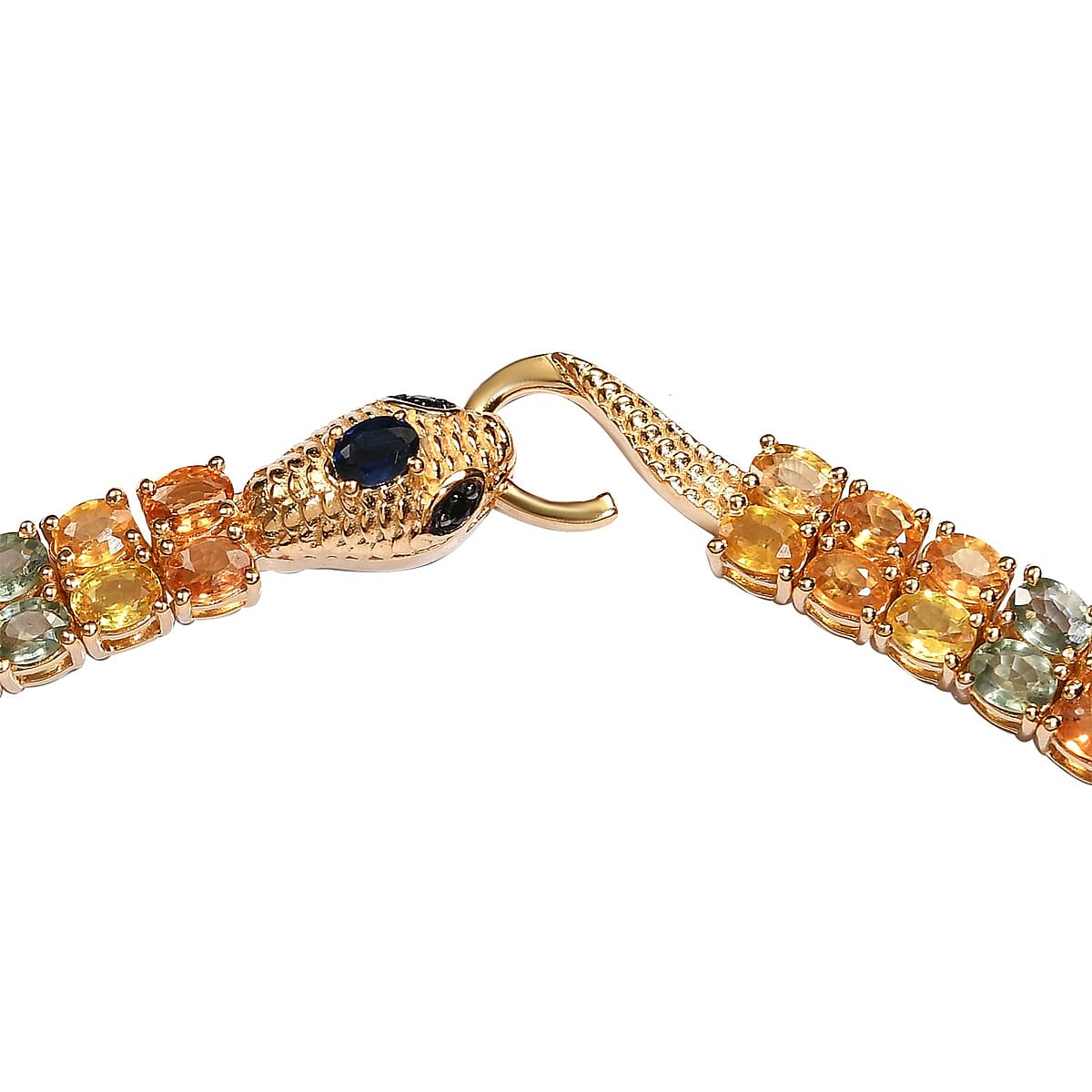 Multi Sapphire and Thai Black Spinel Double-Row Tennis Necklace 18 Inches in Vermeil Yellow Gold Over Sterling Silver 30.15 Grams 45.65 ctw image number 4