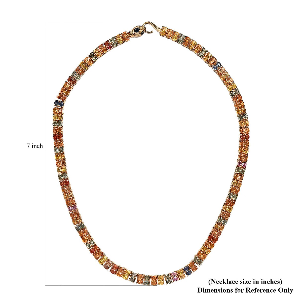 Multi Sapphire and Thai Black Spinel Double-Row Tennis Necklace 18 Inches in Vermeil Yellow Gold Over Sterling Silver 30.15 Grams 45.65 ctw image number 5