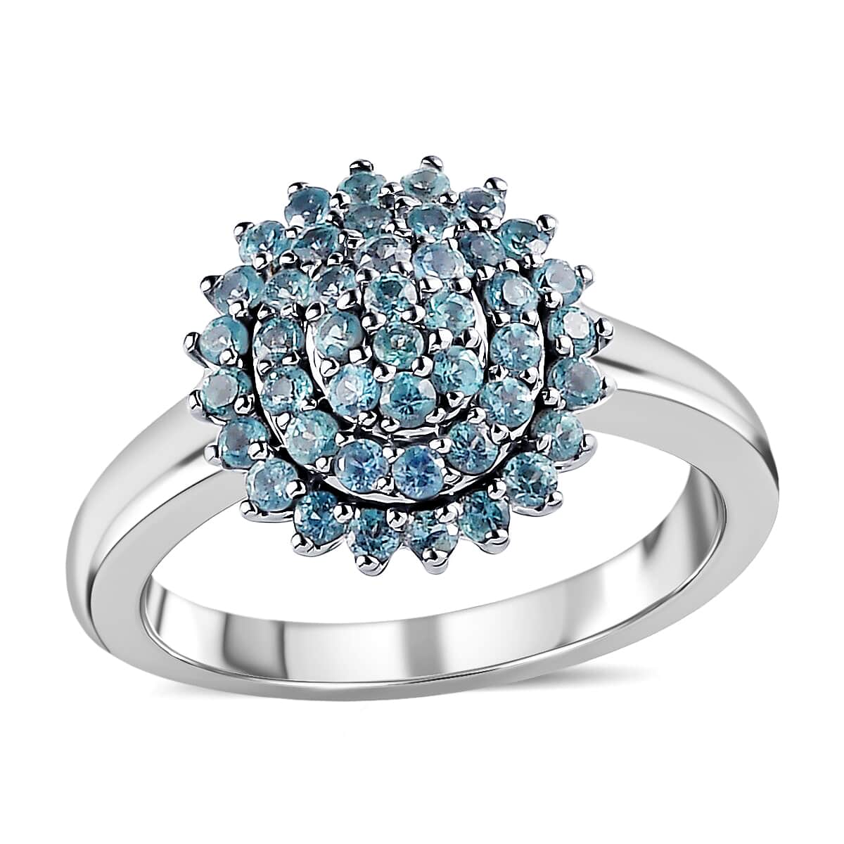 Narsipatnam Alexandrite Ring in Rhodium and Platinum Over Sterling Silver, Flower Engagement Ring, Cluster Ring, Wedding Rings For Women, Promise Rings 1.00 ctw (Size 10) image number 0