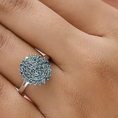 Narsipatnam Alexandrite 1.00 ctw Ring in Rhodium and Platinum Over Sterling Silver, Flower Engagement Ring, Cluster Ring, Wedding Rings For Women (Size 10)