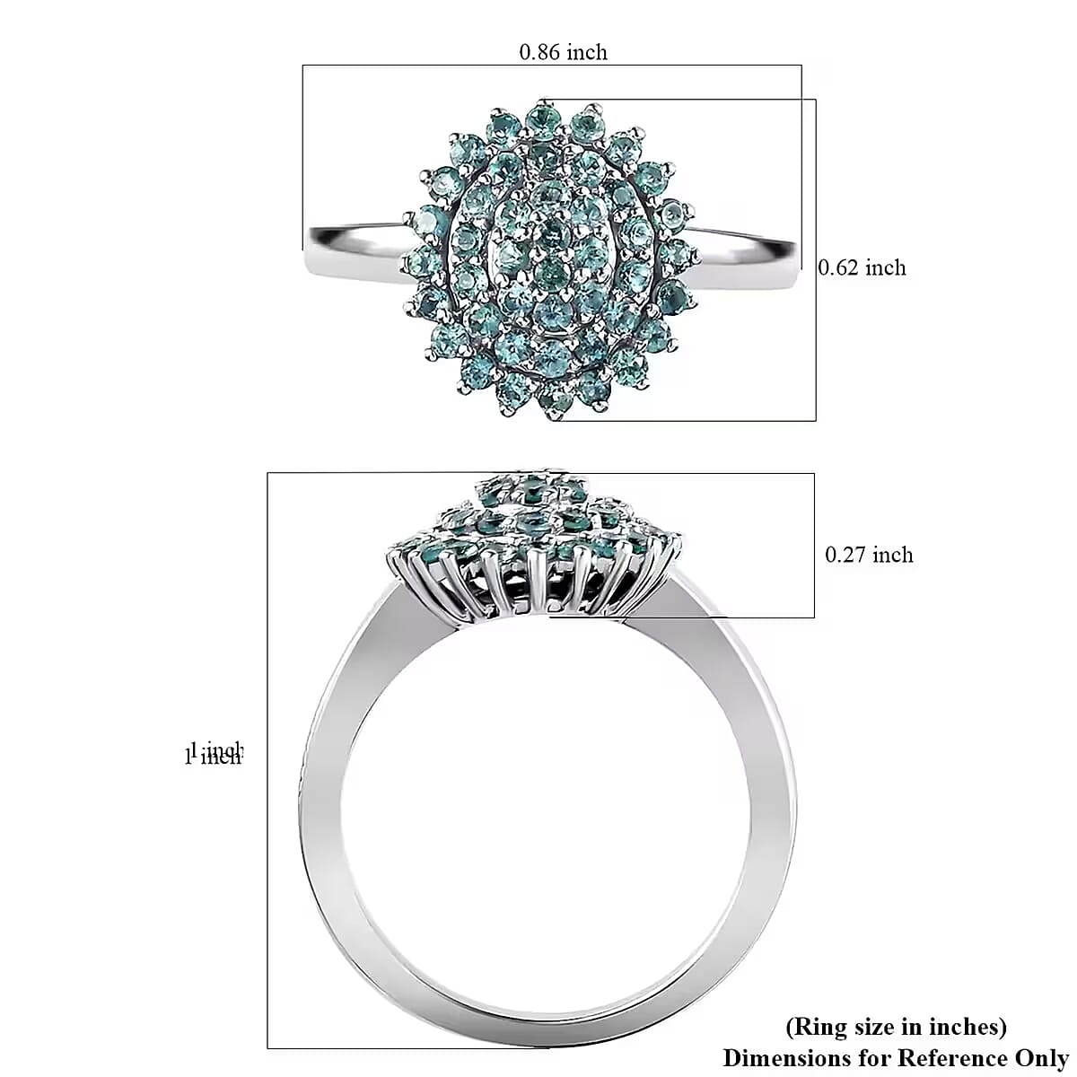 Narsipatnam Alexandrite 1.00 ctw Ring in Rhodium and Platinum Over Sterling Silver, Flower Engagement Ring, Cluster Ring, Wedding Rings For Women (Size 11) image number 6