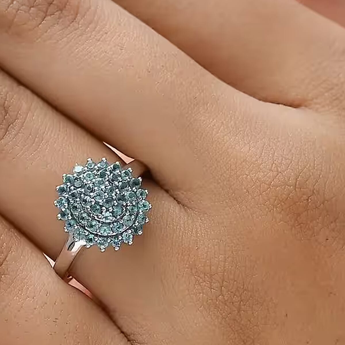 Narsipatnam Alexandrite 1.00 ctw Ring in Rhodium and Platinum Over Sterling Silver, Flower Engagement Ring, Cluster Ring, Wedding Rings For Women (Size 5) image number 7