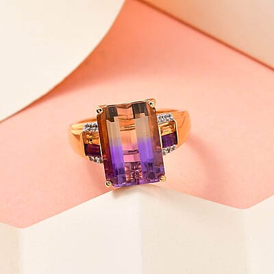 AAA Anahi Ametrine and Multi Gemstone Ring in Vermeil Yellow Gold Over Sterling Silver, Ametrine Jewelry, Birthday Gift For Her 7.25 ctw (Del. 10-15 Days)