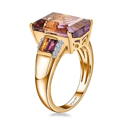 AAA Anahi Ametrine and Multi Gemstone Ring in Vermeil Yellow Gold Over Sterling Silver, Ametrine Jewelry, Birthday Gift For Her 7.25 ctw (Del. 10-15 Days)