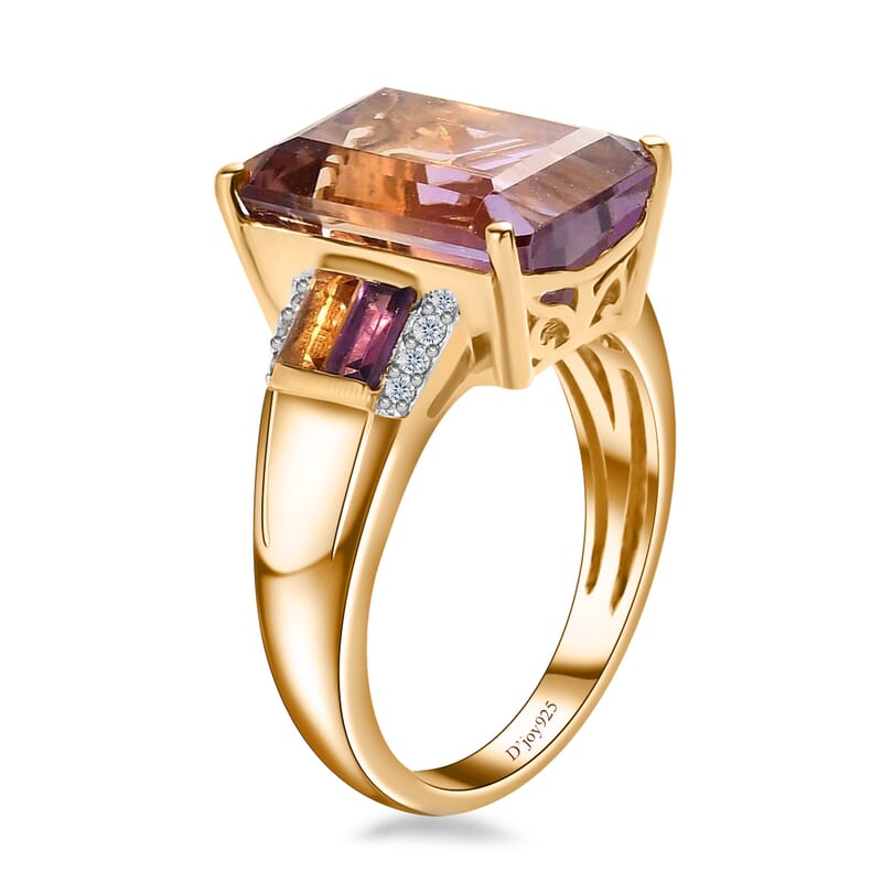 AAA Anahi Ametrine and Multi Gemstone Ring in Vermeil Yellow Gold Over Sterling Silver, Ametrine Jewelry, Birthday Gift For Her 7.25 ctw (Del. 10-15 Days)