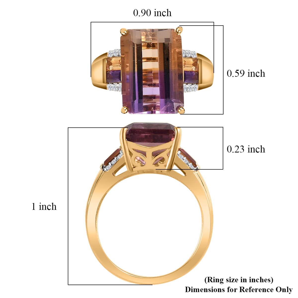 Doorbuster Premium Anahi Ametrine and Multi Gemstone Ring in Vermeil Yellow Gold Over Sterling Silver 7.25 ctw image number 5