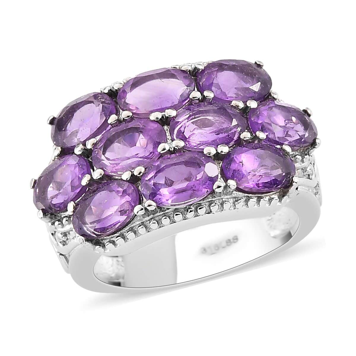 African Amethyst Ring in Stainless Steel (Size 10.0) 3.90 ctw image number 0