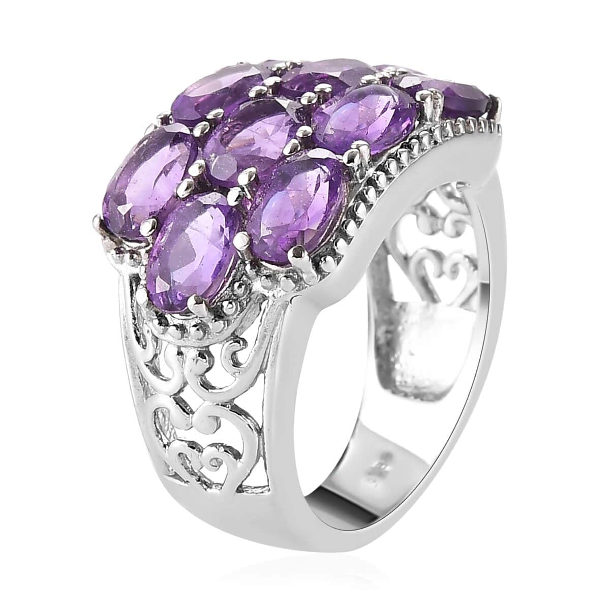 African Amethyst Ring in Stainless Steel (Size 10.0) 3.90 ctw image number 3