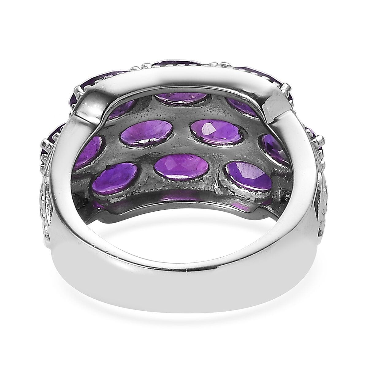 African Amethyst 4.30 ctw Ring in Stainless Steel (Size 5.0)