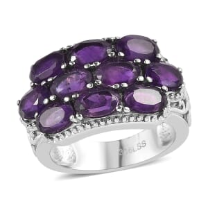 African Amethyst 4.30 ctw Ring in Stainless Steel (Size 8.0)