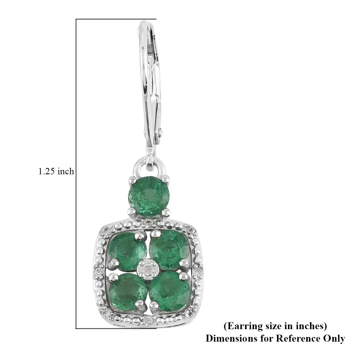 AAA Kagem Emerald and White Zircon Dangle Earrings in Rhodium Over Sterling Silver 2.65 ctw image number 3