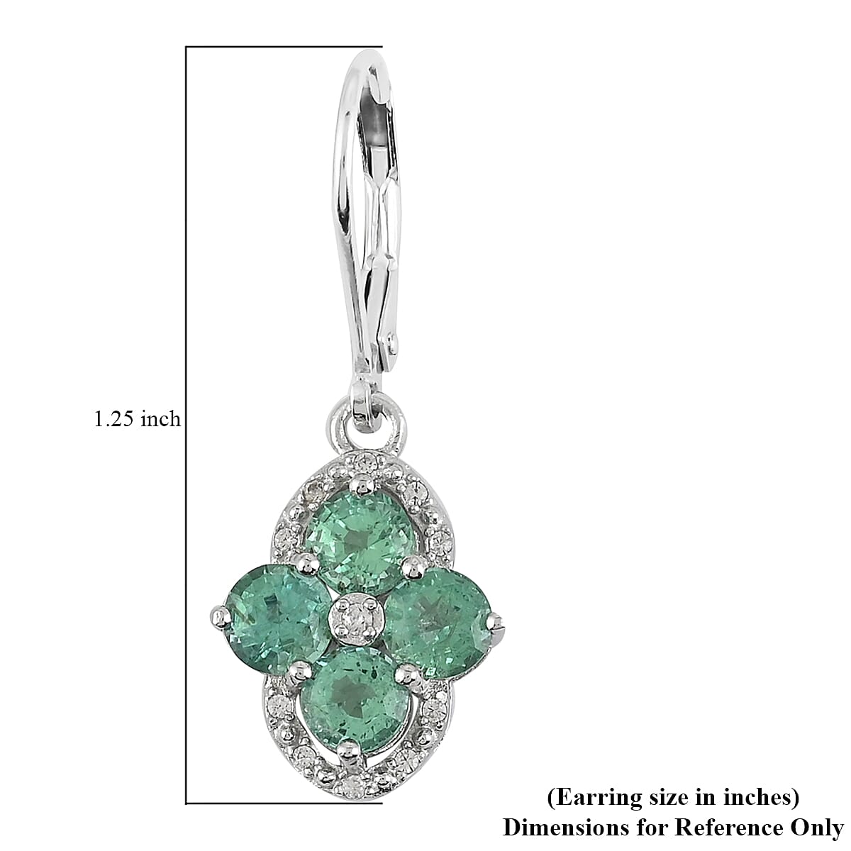 AAA Kagem Emerald and White Zircon Lever Back Earrings in Rhodium Over Sterling Silver 3.00 ctw image number 3