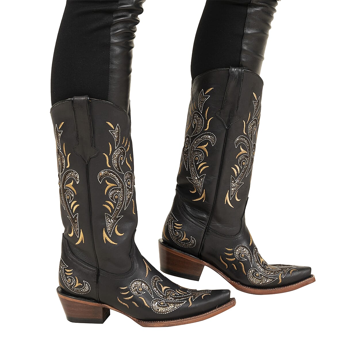 TANNER MARK Black Bari Snip Toe Boot 5 | Leather Boots | Biker Boots | Snip Toe Cowboy Boots | Heel Boots image number 0