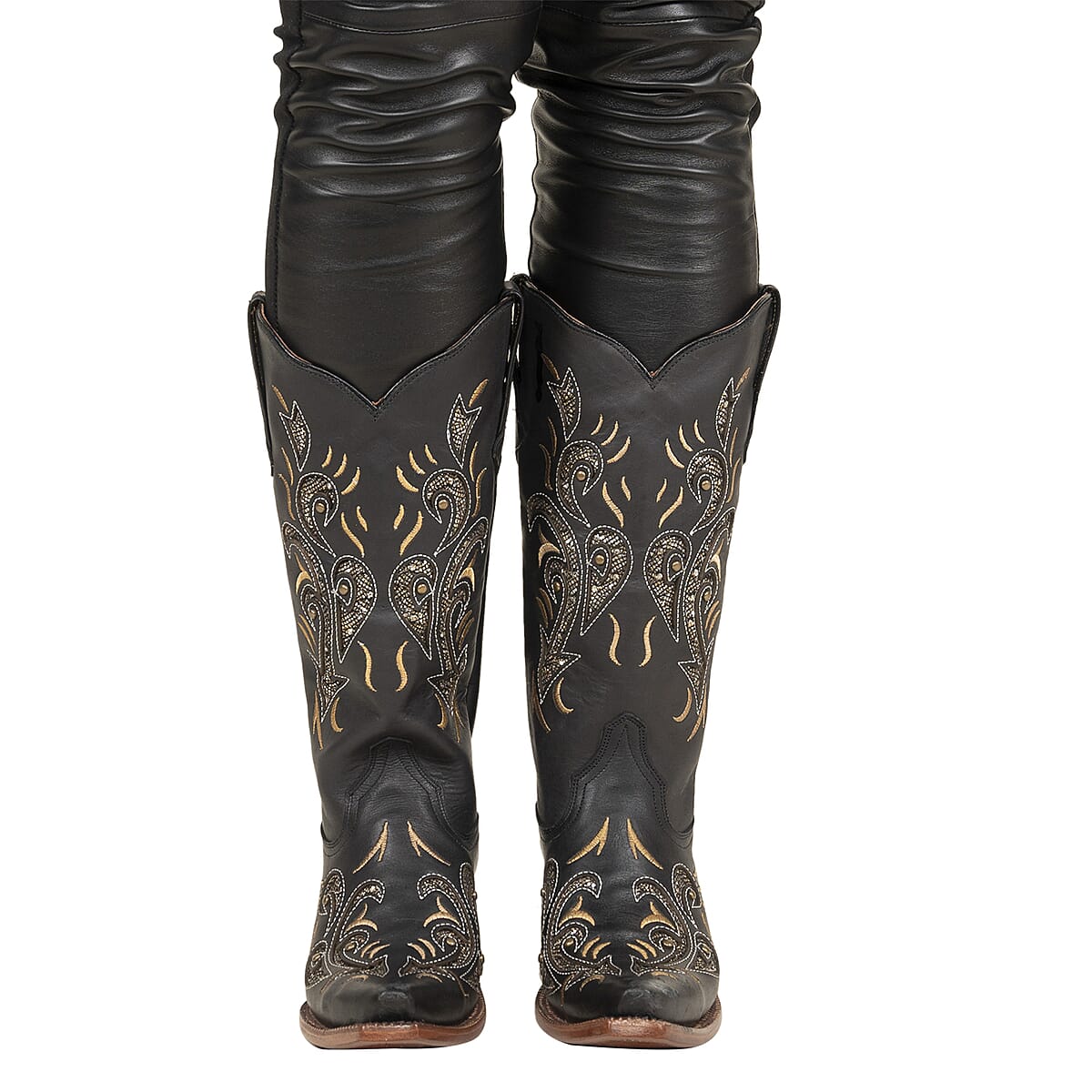 TANNER MARK Black Bari Snip Toe Boot 5 | Leather Boots | Biker Boots | Snip Toe Cowboy Boots | Heel Boots image number 2