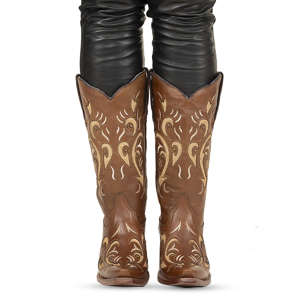 TANNER MARK Honey Bari Snip Toe Boot 7.5 | Leather Boots | Biker Boots | Snip Toe Cowboy Boots | Heel Boots image number 2