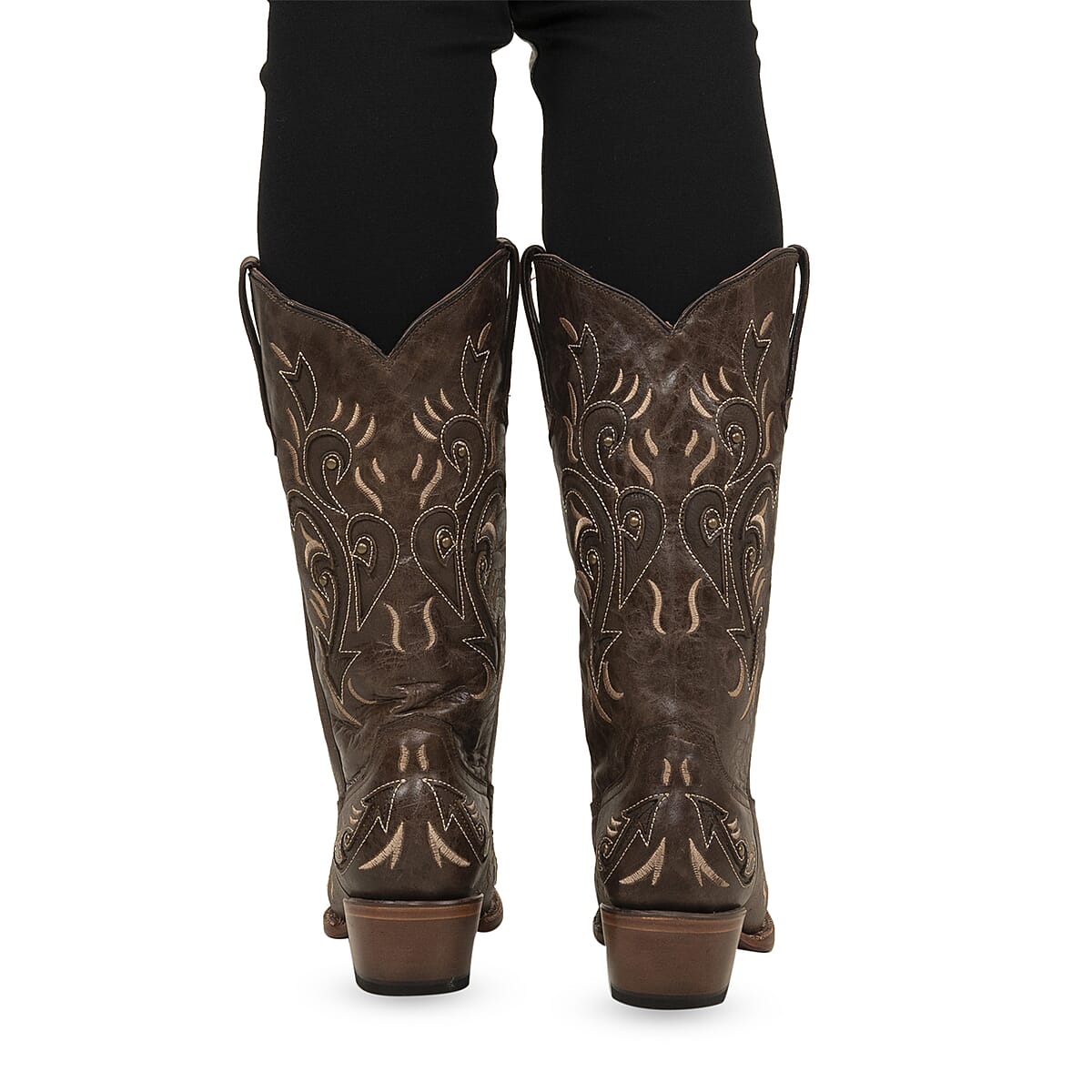 TANNER MARK Brown Bari Snip Toe Boot 9 | Leather Boots | Biker Boots | Snip Toe Cowboy Boots | Heel Boots image number 3