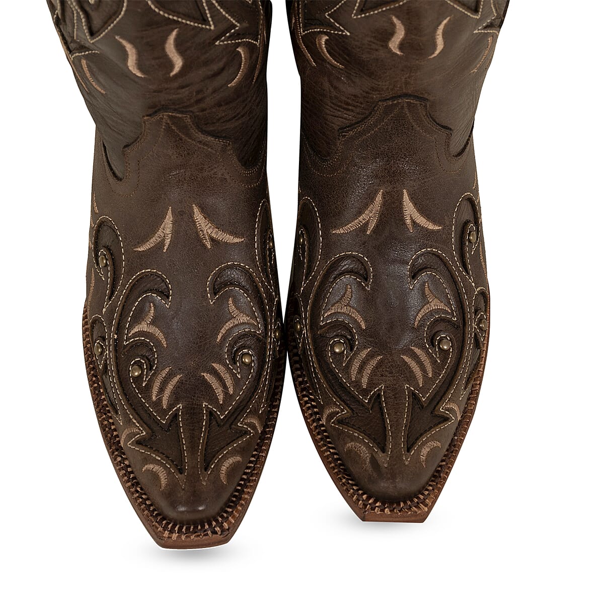 TANNER MARK Brown Bari Snip Toe Boot 9 | Leather Boots | Biker Boots | Snip Toe Cowboy Boots | Heel Boots image number 4