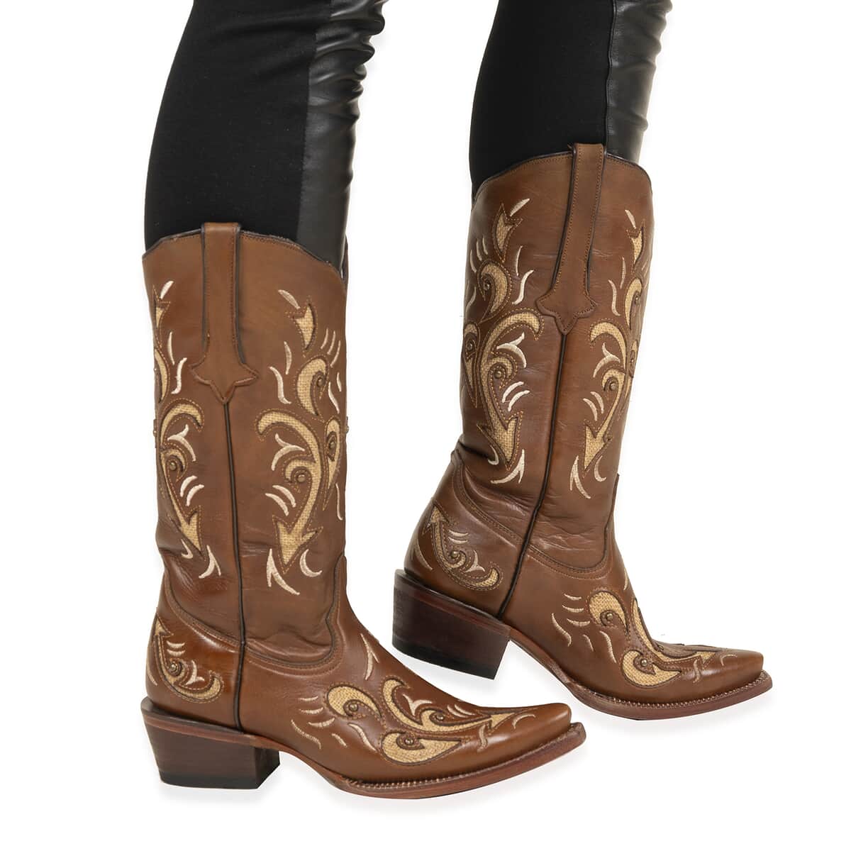 TANNER MARK Honey Bari Snip Toe Boot 10 | Leather Boots | Biker Boots | Snip Toe Cowboy Boots | Heel Boots image number 0