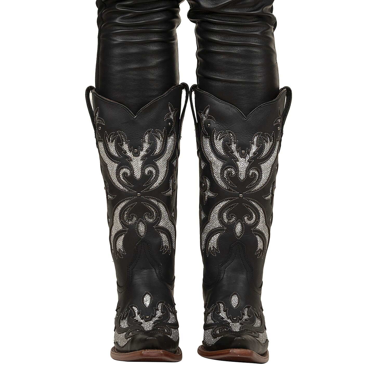 TANNER MARK Black Shimmer Inlay Snip Toe Boot 6.5