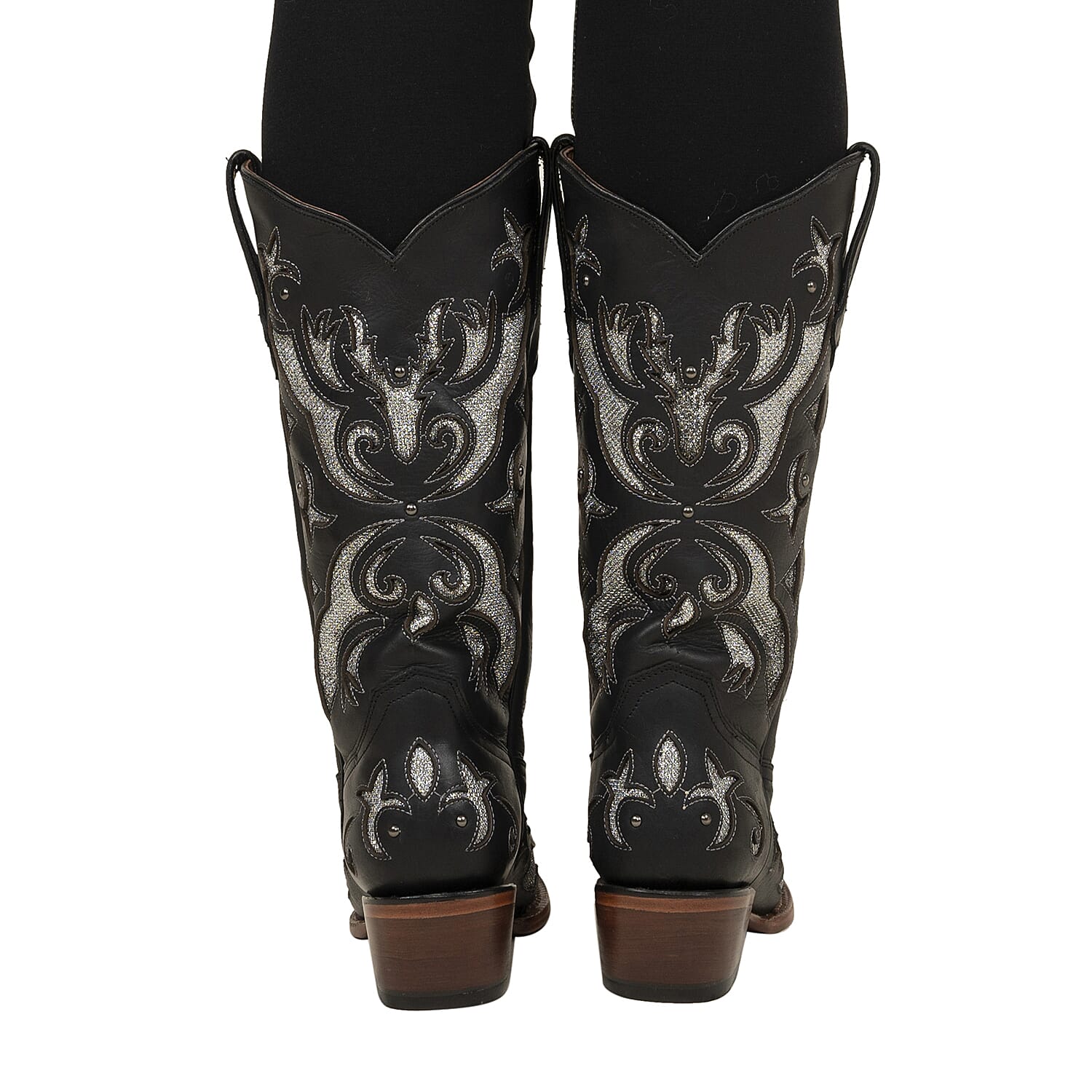 TANNER MARK Black Shimmer Inlay Snip Toe Boot 6.5