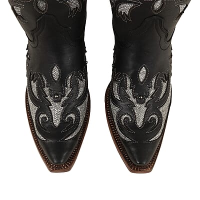 TANNER MARK Black Shimmer Inlay Snip Toe Boot 6.5